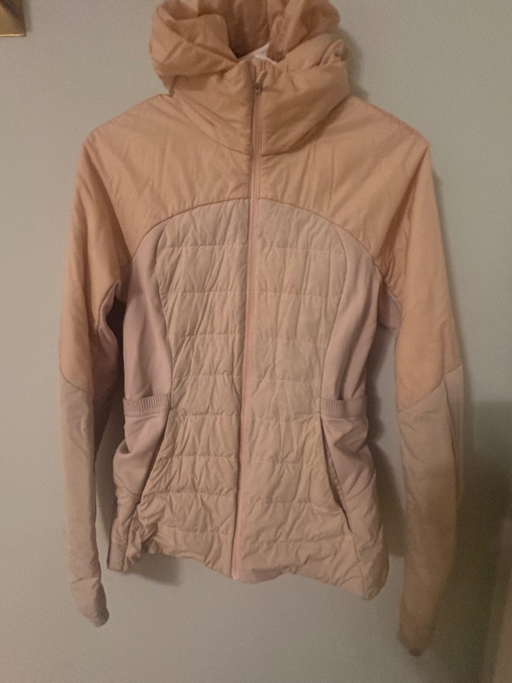 Lululemon Blush Pink Quilted Hooded Full Zip Jacket Size 8